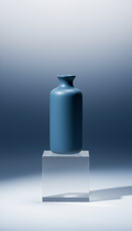 Jarrón cerámico azul acero minimalista