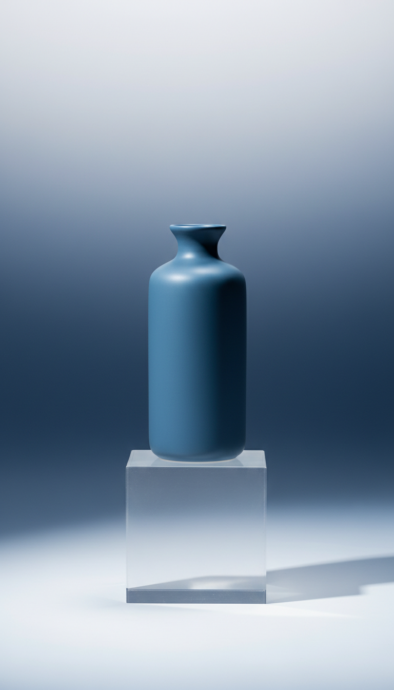 Jarrón cerámico azul acero minimalista